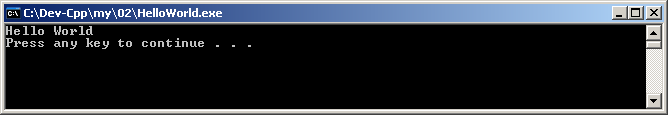 Dev-Cpp Hello World Ausgabe
